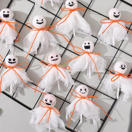 12 Pcs Halloween Ghost Lollipop Wrappers White Cloth Ghost Candy Wrappers for Homemade Candy DIY Trick or Treat Party Decoration