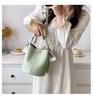Lychee pattern soft leather handbag bag women's summer new popular one-shoulder messenger bag fashion silk scarf bucket underarm bag