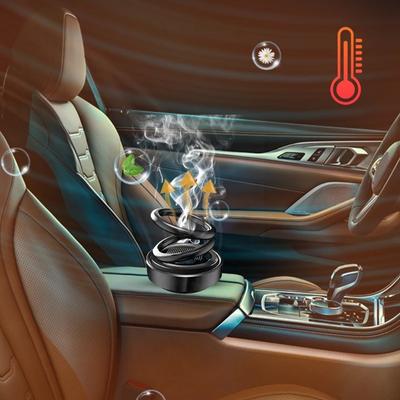 Portable Kinetic Molecular Heater Car Air Aromatherapy Double Ring Rotating Solar Powered Car Perfume Diffuser Molecular Heater