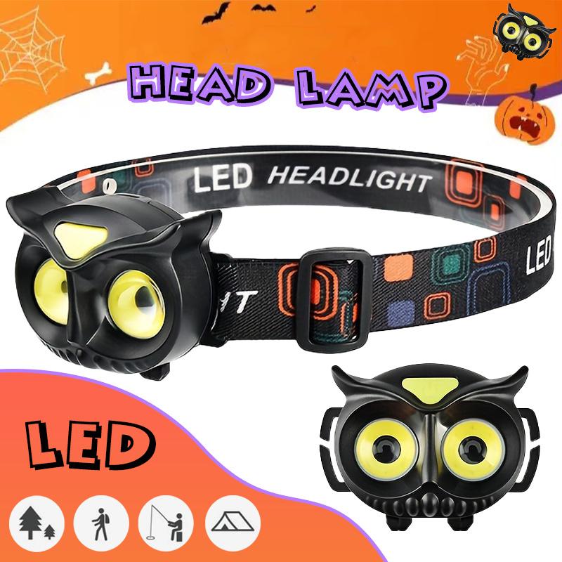 LED Owl Headlight Ultra Light and Bright Four Mode Dry Battery/rechargeable, Bright Adventure Light, Outdoor Camping, Hiking, Fishing, Emergency