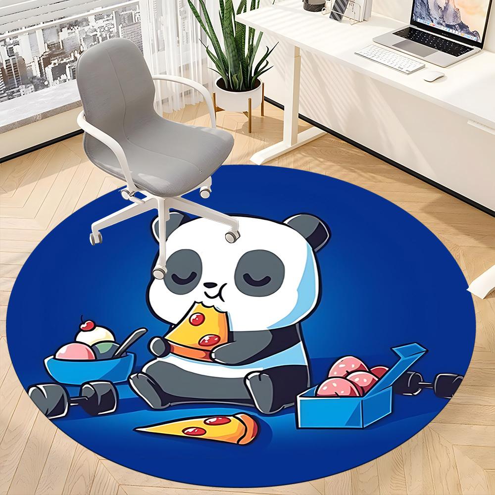 1pc Panda Pizza Office Round Area Rug, Indoor Mat Suitable For Office, Under Office Chairs Bedroom Living Room Home Decor, Room Deco