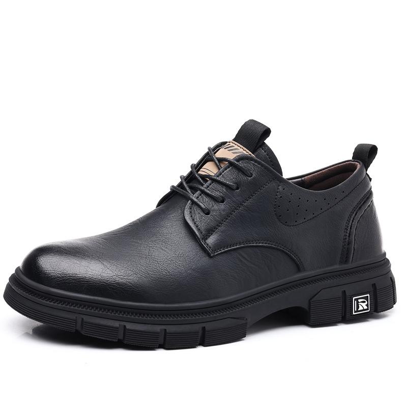 New leather men's shoes low-top leather shoes men's trendy versatile soft-soled casual tooling shoes men's