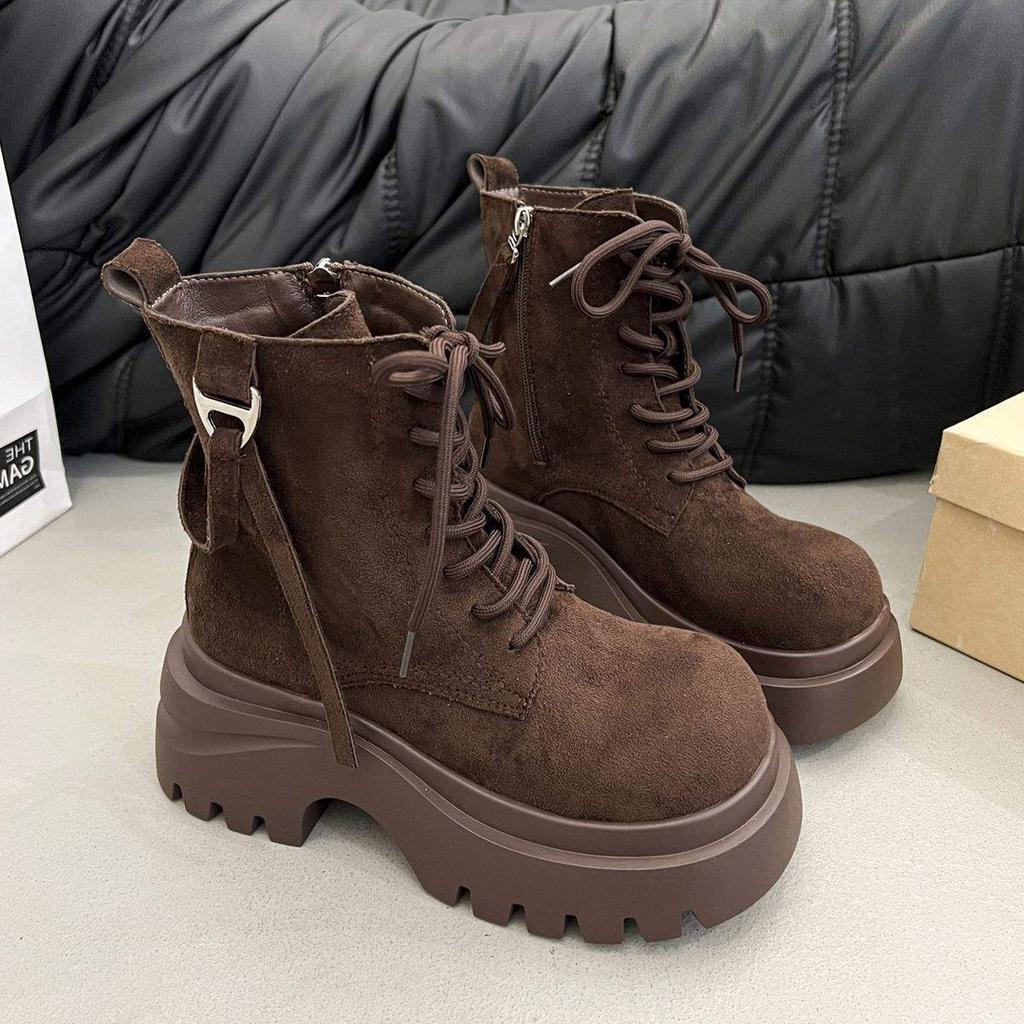 Simple women's shoes new platform Martin boots women's 2025 matte muffin lace-up small locomotive retro short boots
