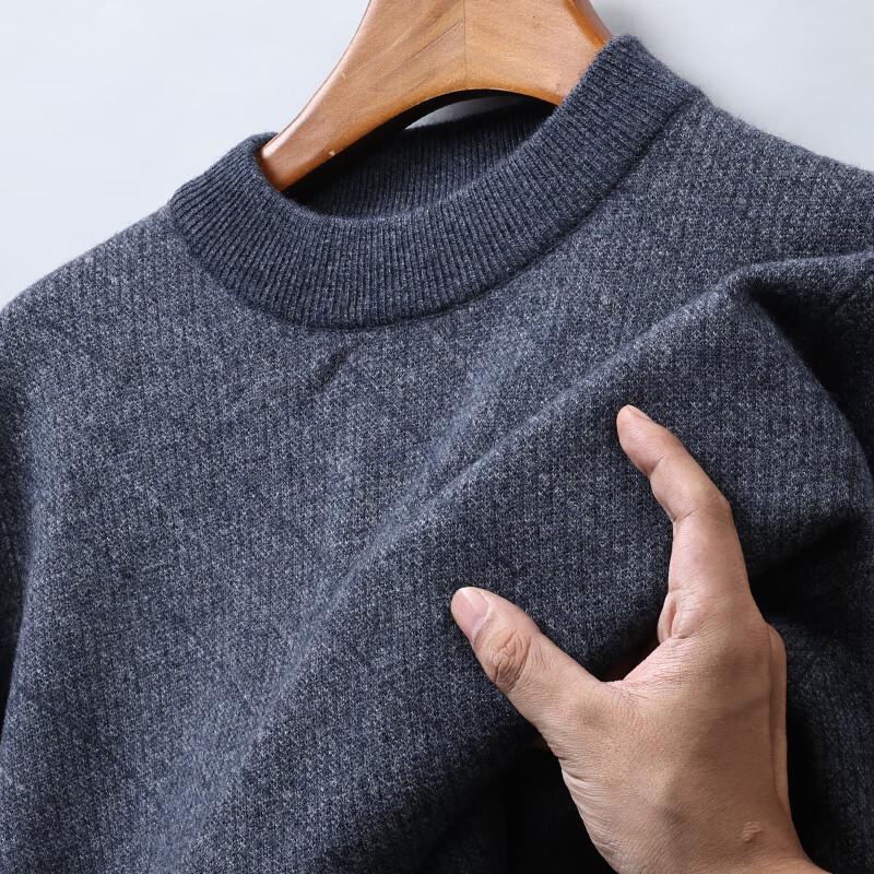 Hengyuanxiang Men's 100% Pure Wool Striped Pullover Sweater