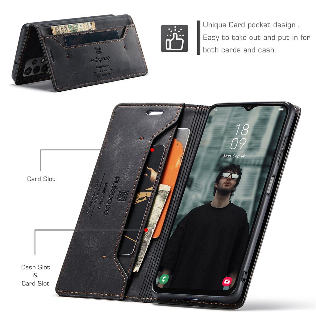 For Samsung Galaxy A23 / A23 5G / M23 Vintage Leather Flip Wallet Case with RFID Blocking Card Slot, Matte Retro Folio Cover (4 Colors)