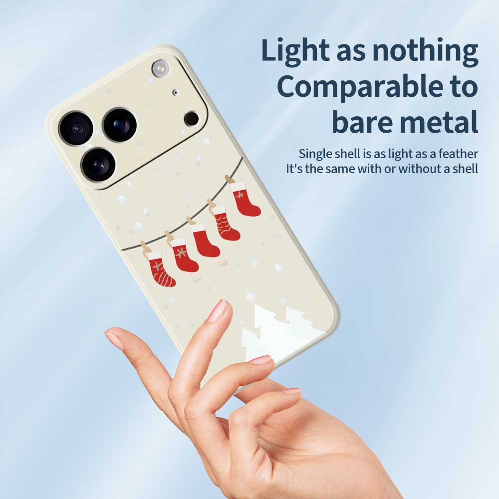 For iPhone 17 Pro Case Christmas Stockings Pattern Printing Straight Edge TPU Phone Back Cover