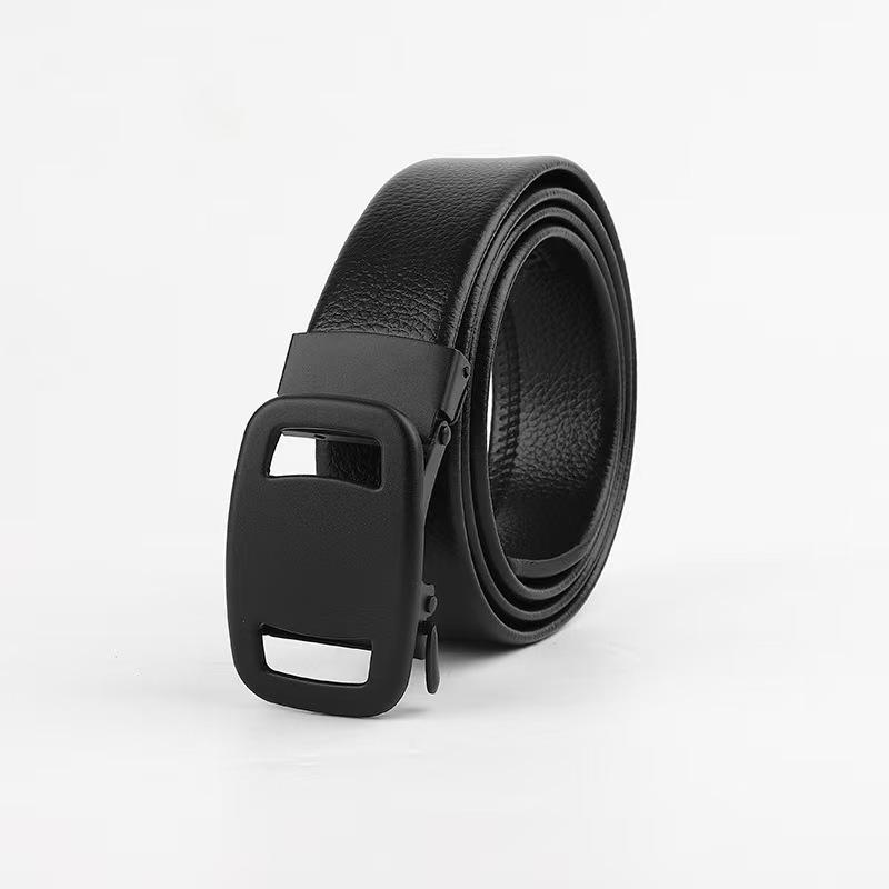 Men’s Automatic Buckle Leather Belt with Customizable Logo - Perfect for Business and Casual Wear