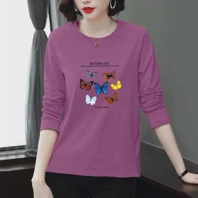 Damen Herbst 2025 Loose-Fit Bedrucktes Langarm-T-Shirt - Koreanischer Stil für Frauen mittleren Alters