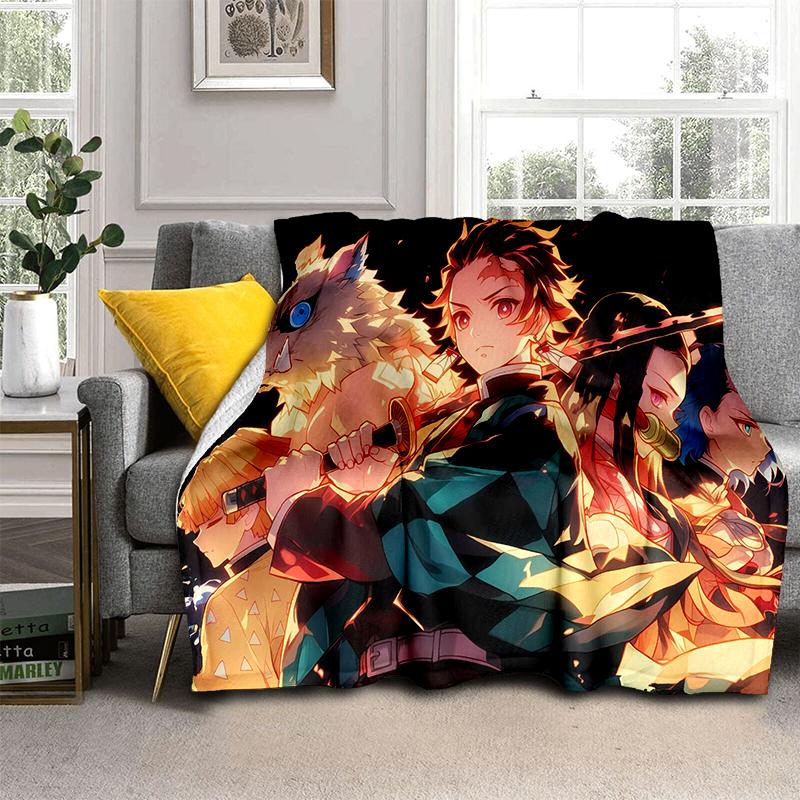 30 Style Demon S-Slayer Cartoon  Kamado Nezuko Anime Blanket,Soft Throw Blanket for Home Bedroom Bed Sofa Travel Office Kids
