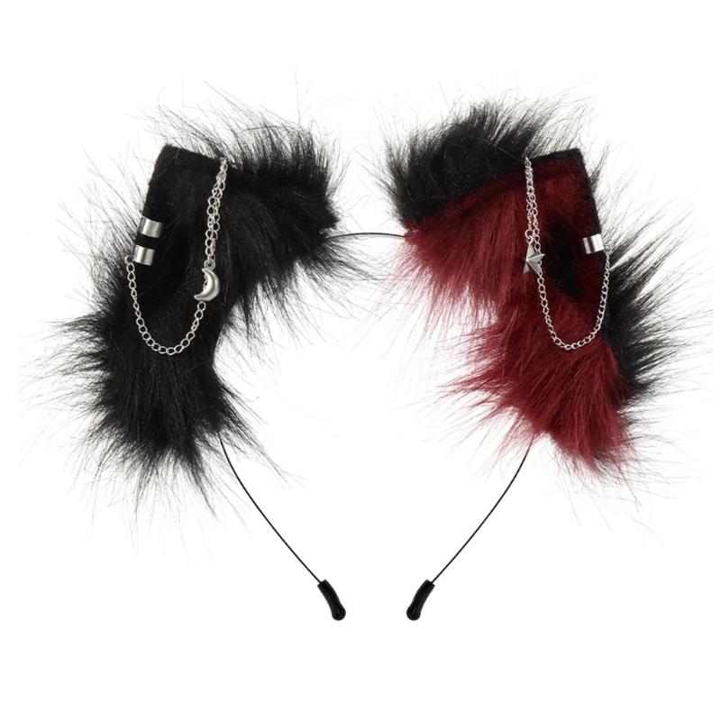 Faux Furs Animal Ear Headdress for Cosplay Anime Parties Adjustable Shape Headwear