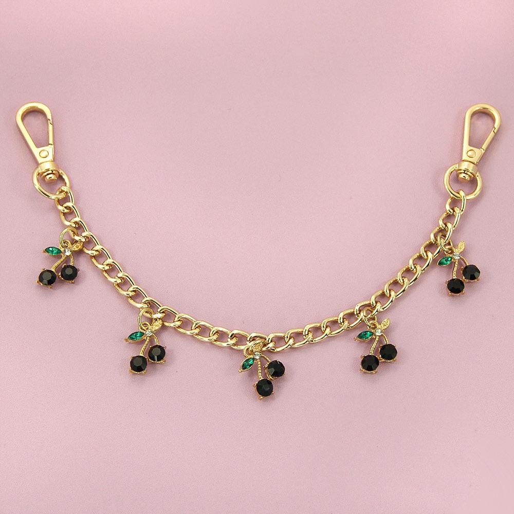 Zinc Alloy Bag Hanging Chain with Cherry Pendant Detachable Shoulder Bag Carrying Chain Handbag Extension Chain for Woman