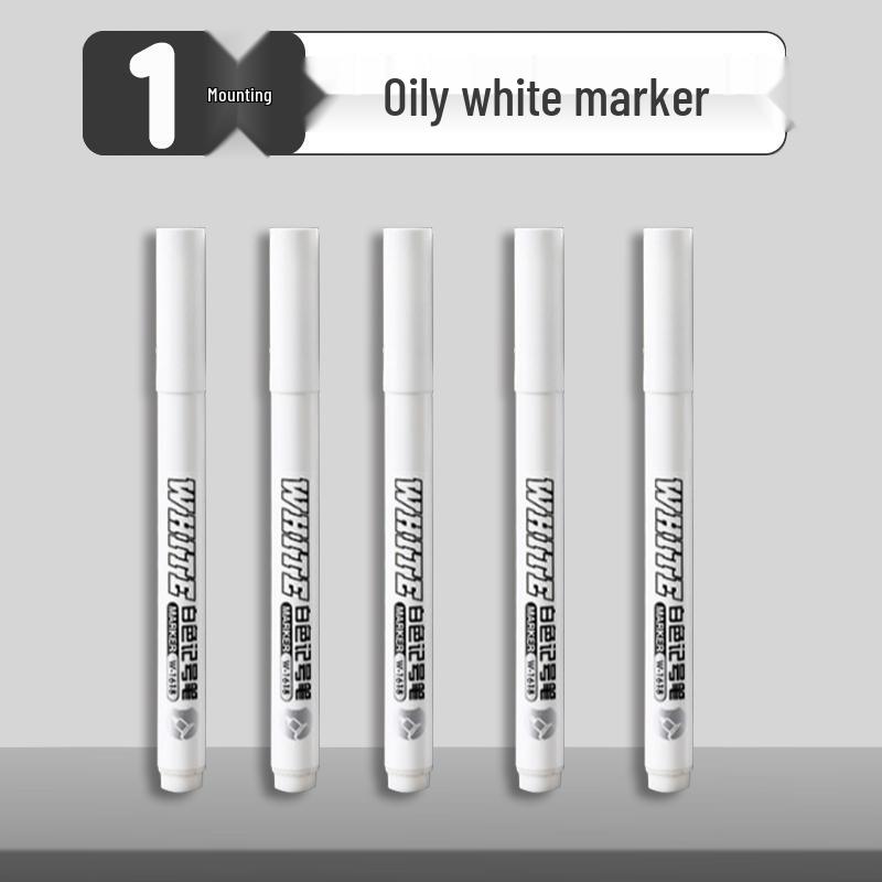 White Waterproof Quick-Dry Oil-Based Tire Marker Pen, Fade-Resistant Fine and Broad Points for Labeling.