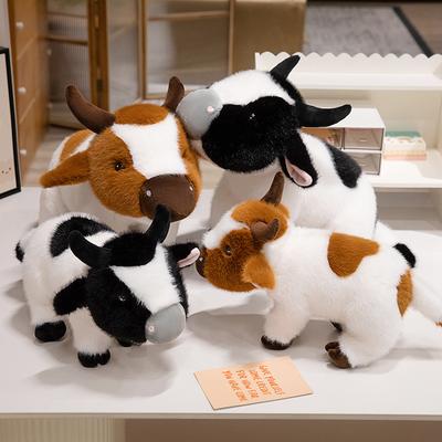 Cartoon Simulation Cow Doll Plush Toy Brown Cow Calf Doll Children'S Company Soothing Doll