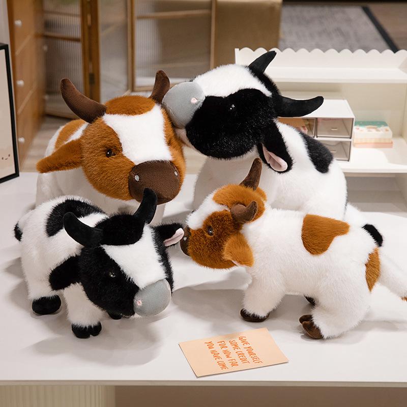 Cartoon Simulation Cow Doll Plush Toy Brown Cow Calf Doll Children Accompany Soothing Puppet