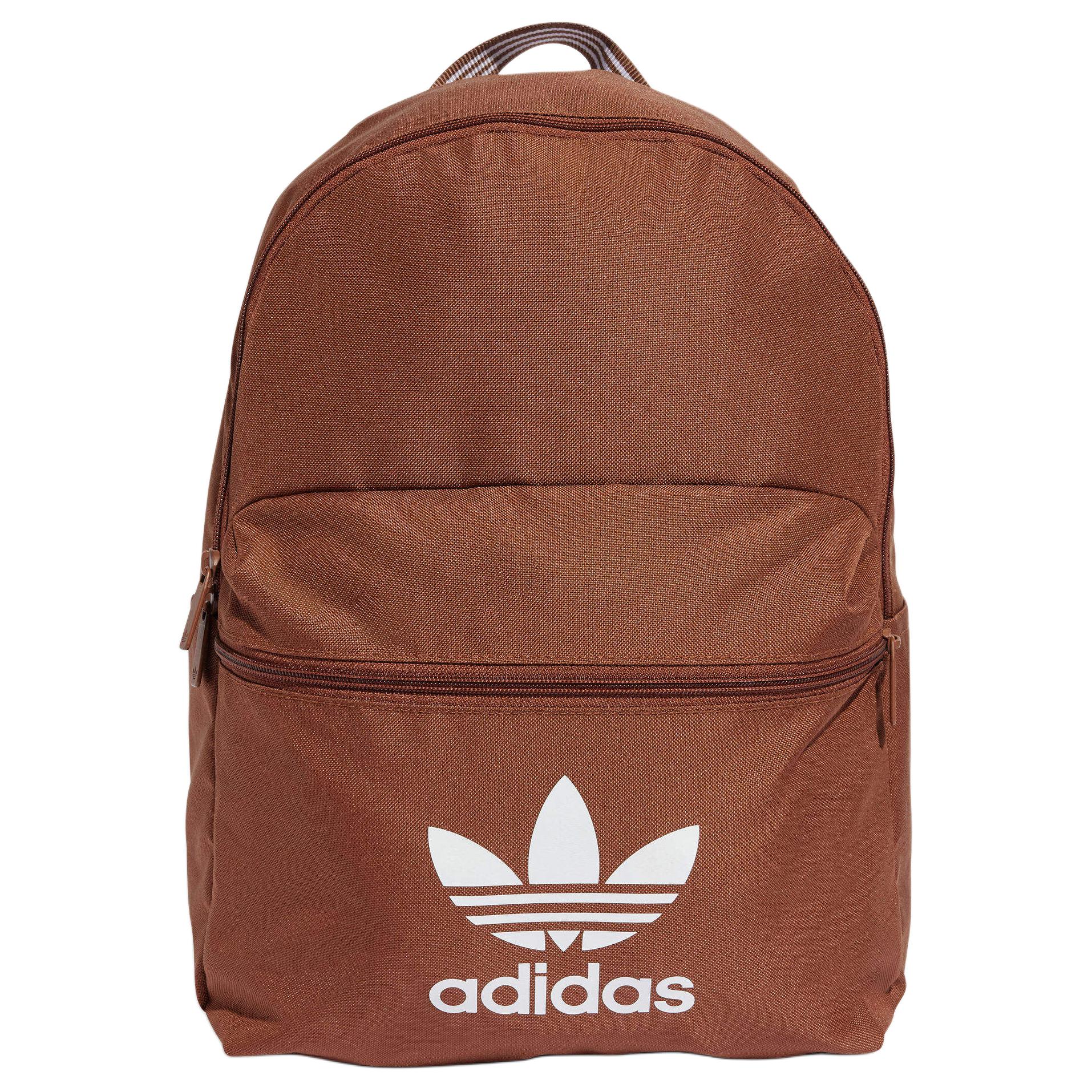 Adidas Originals Adicolor Brand Logo Pattern Zipper Closure Backpack Unisex Backpack Brown IX7458 Coffee