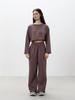 Spring and Summer Women's Casual Suit Solid Color Long Sleeve Crew Neck T-Shirt Elastic Wide Leg Pants Two-piece Set