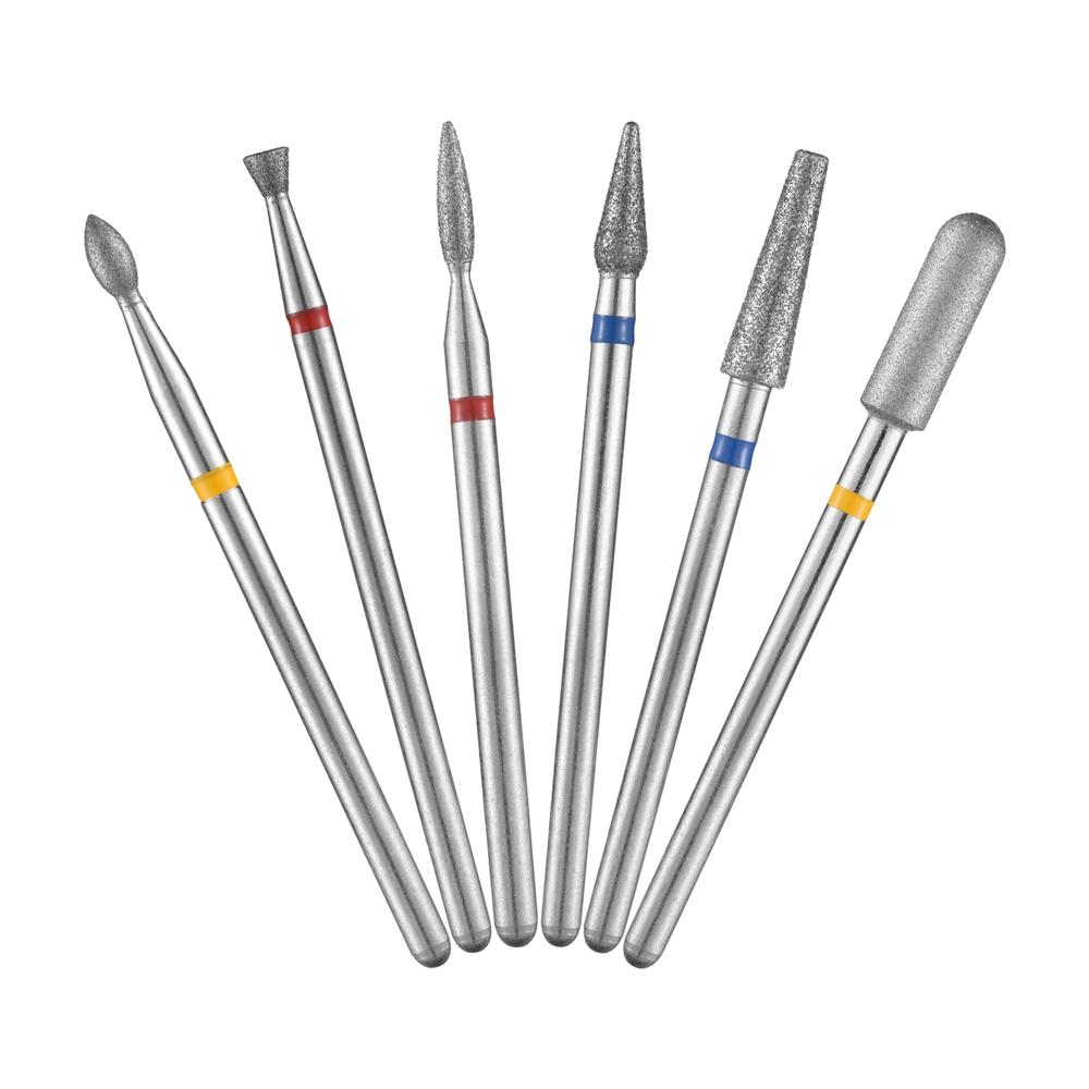 6pcs Nail Dill Bits Diamond Milling Cutter for Manicure 3/32" Burr Electric Nail File Cuticle Remover Tool