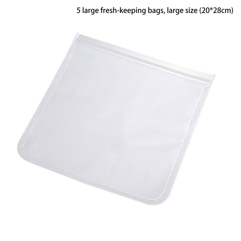 5Pcs Silicone Food Storage Containers Leakproof Stand Up Zip Shut Reusable Rolls Fresh-Keeping Food For Meat Fruits Vegetables