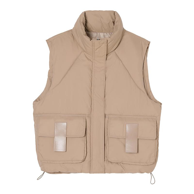 Cotton Waistcoat Women's Short Section Plus Size Autumn and Winter Loose Stand-up Collar Vest