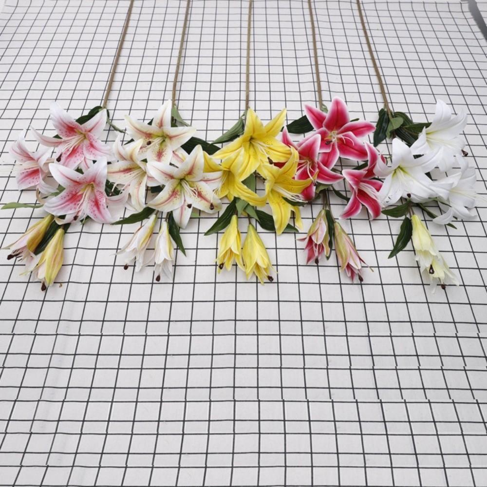 Echte Berührung Simulation Lilium Brownii Blume 5 Köpfe Künstliche Blumen Outdoor Gartendekoration