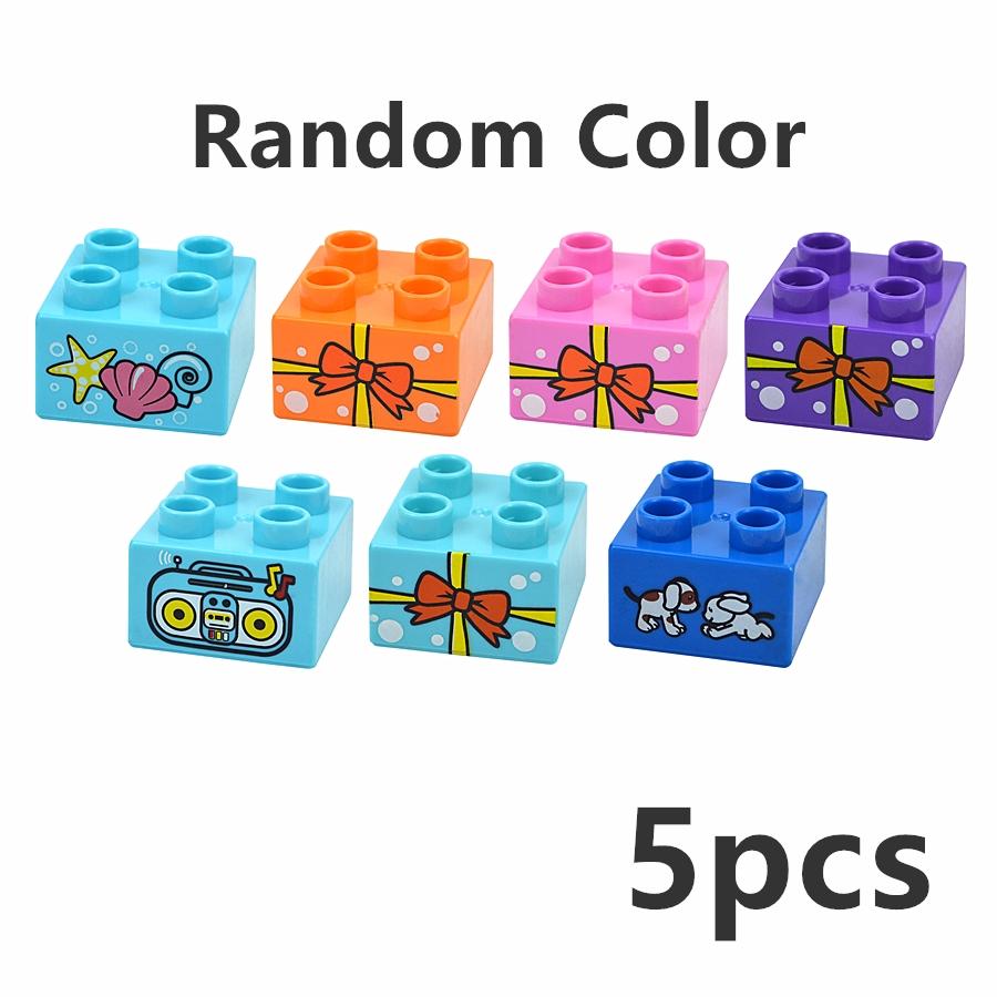 10Pcs 2X2 Dot Big Size Colorful Building Blocks Large Figures Thick Print Brick Toys Educational for Kid Compatible with Duploes