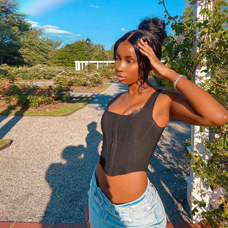 

Новинка 2023 года, женская открытая майка без рукавов с квадратным вырезом, однобортная майка нестандартной формы L