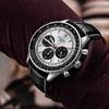 MOBWOL Men Chronograph Watch Leather Strap 30M Waterproof Quartz Sports Wristwatch Luxury Business Male Gift Watch