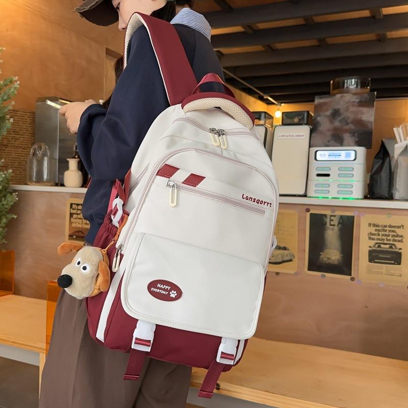 School season large-capacity contrasting color labeling men's and women's school bags new leisure travel backpacks