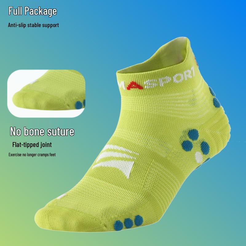 Calzini Unisex a Compressione per Trail Running - Antiscivolo, Ammortizzanti, Senza Cuciture, Modello Crew per Maratona e Sport all'Aperto