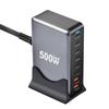 500W Gallium Nitride 8-Port Desktop Charger with 6 USB-C and 2 USB-A Ports