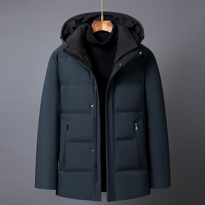 Winter Short Feather Coats For Men 2023 New Plus Size 90% White Duck Down Jackets Hooded Thick Warm Middle Aged Men Parkas
