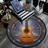 Acoustic Guitar Symphony Round Area Rug Under Office Chairs Bedroom Living Room Home Decor