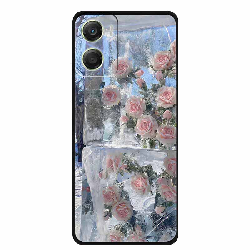 Flowers Case For Motorola Moto G06 G 06 4G Soft Silicone Phone Cover Funda Black TPU Protective Bumper Back Fashion Coque Shell
