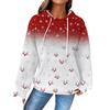 Women's Fashion Loose Hooded Pullover Long Sleeve Plaid Sweatshirt With Drawstring, Drop Shoulder, Pocket, Christmas Print Top