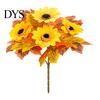 Holiday Gift for Thanksgiving Artificial Sunflower Maple Leaf Bouquet, Fall Flowers, Realistic Silk Faux Leaves Vase Flower Table Mantel Entryway