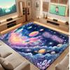 Space Cosmic Theme Crystal Velvet Floor Rug Personalized Custom Name Text Warm Carpet Home Decoration