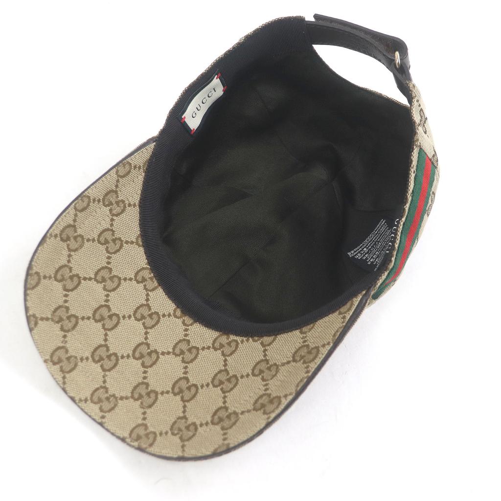 Excellent GUCCI Cap GG Canvas Web Line Baseball Beige Polyester Mens 200035 Used