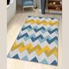 Yellow Turquoise Zigzag Carpet, Colorful Rug, Rugs For Bedroom Aesthetic, Rugs For Living Room
