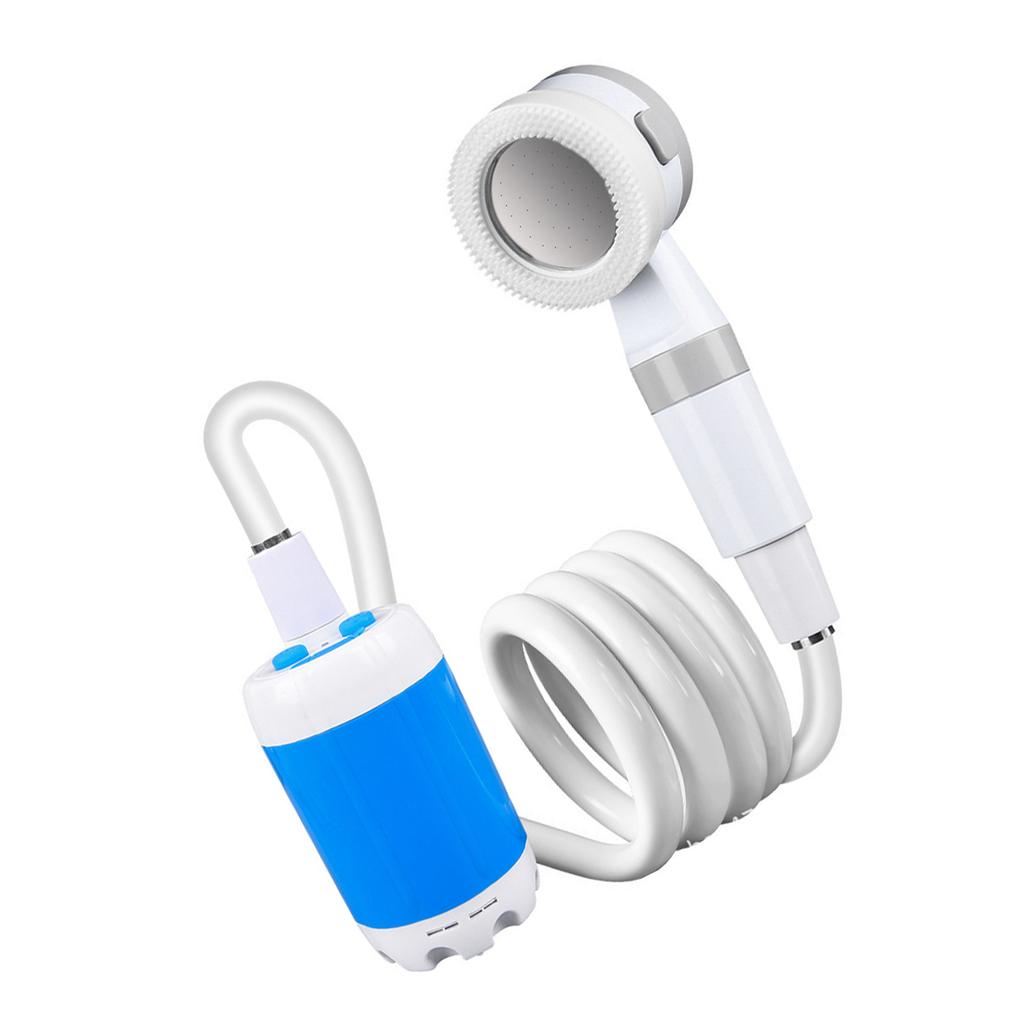 Portable Outdoor Shower Battery Powered Handheld Camping Showerhead 2 Spray Modes 2M Long Hose Blue