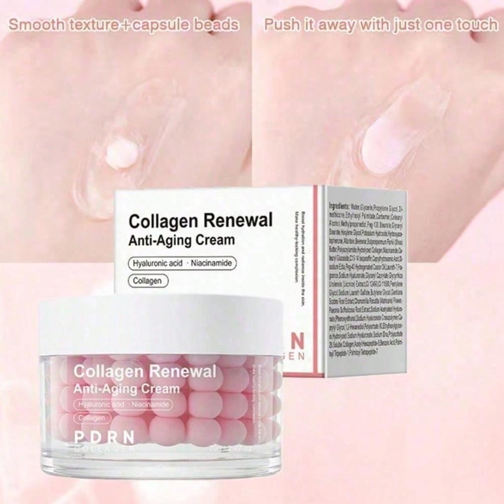 PDRN Collagen Bead Capsule Cream,Deep Hydrating Anti-Wrinkle Treatment,Lifts Sagging, Evens Pigmentation,Restores Plump Youthful Glowing Complexion