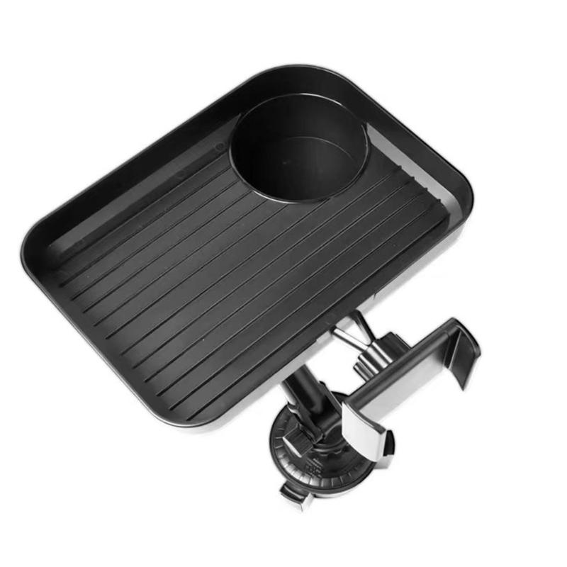 Universelles Fahrzeugzubehör mit integrierter Handyhalterung, drehbarem Getränkehalter und Ablagefach für bequeme Navigation