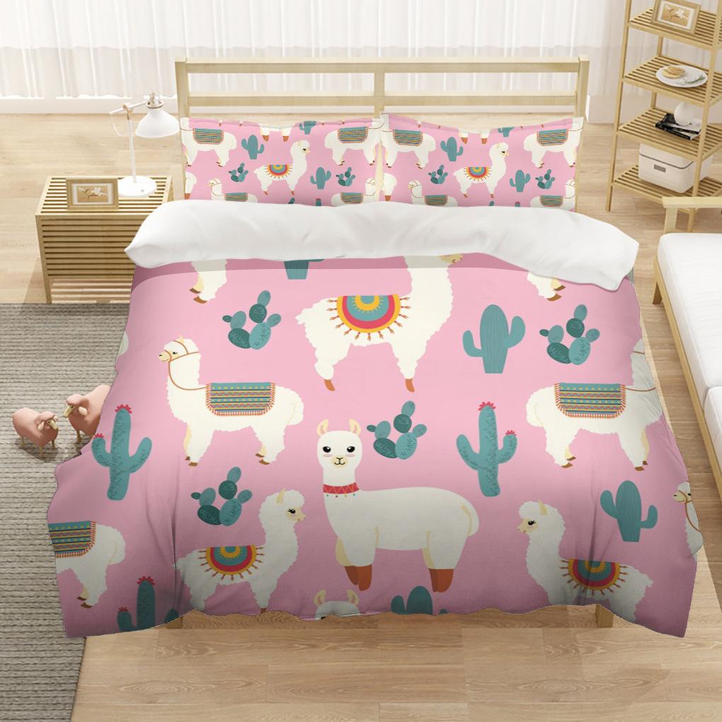 Alpaca Duvet Cover King/Queen Size Alpacas In Love Pattern Bedding Set Black White Argentina Animal 2/3pcs Polyester Quilt Cover