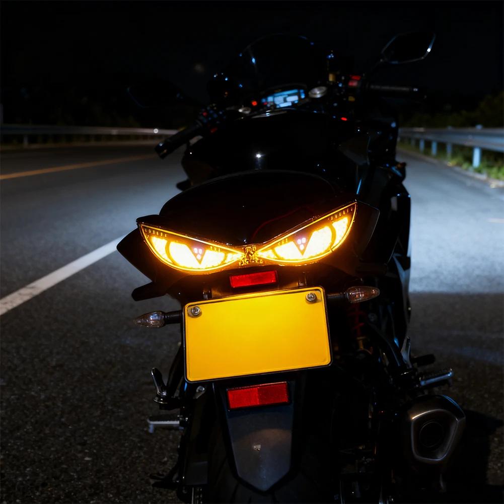 Devil Eye Motorcycle LED Lights Cat Eye Dynamic Tail Light Car Tail Decorative Lamp Strobe Eagle Eye Lamp Accessories