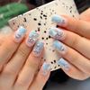 Powder Blue Gradient Press-On Nails with Cinnamoroll Heart and Cute Dog Nail Art