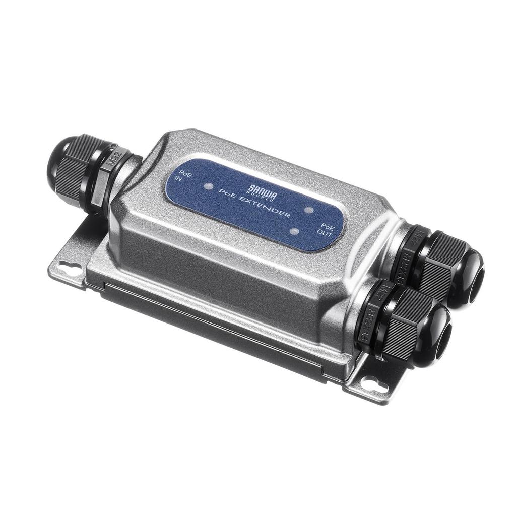 Sanwa Supply PoE Extender Waterproof 2 distribution outputs Up to 100m extension Operating temperature to (IP67) -20 60℃ LAN-EXPOE3
