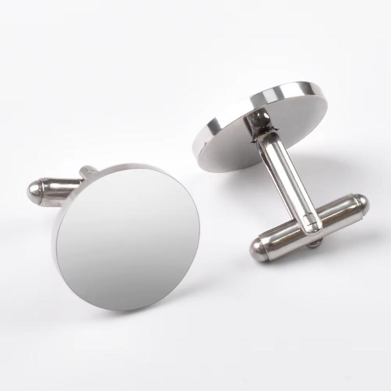 1 Pair Fashionable Stainless Steel Cufflinks Smooth Surface Gold Color Round Cufflinks Man's Suit Accessories