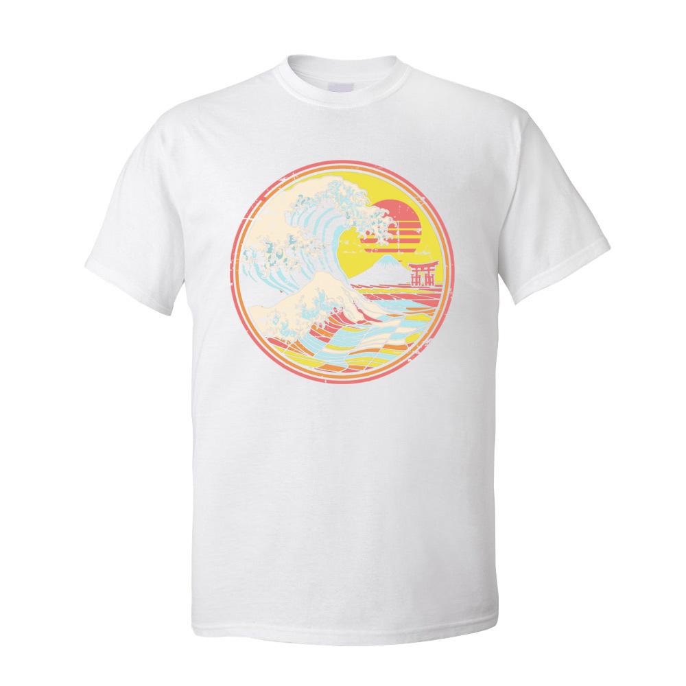 Hip Hop Man TShirts Great Retro Circle Wave Kanagawa Summer Autumn Tops T Shirt New Arrival Crewneck 100 Cotton TShirt