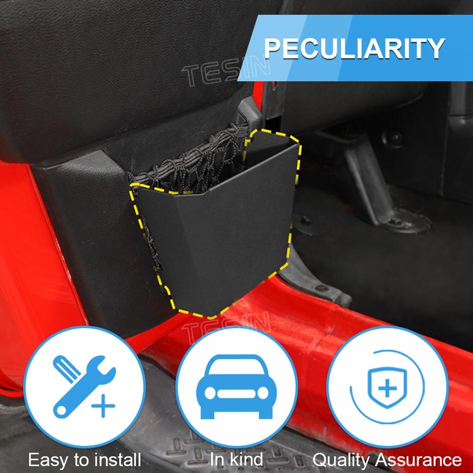 TESIN Metal Car Front Rear Door Storage Box Door Side Insert Organizer Box Pockets for Jeep Wrangler JK 2/4 Door 2011-2017