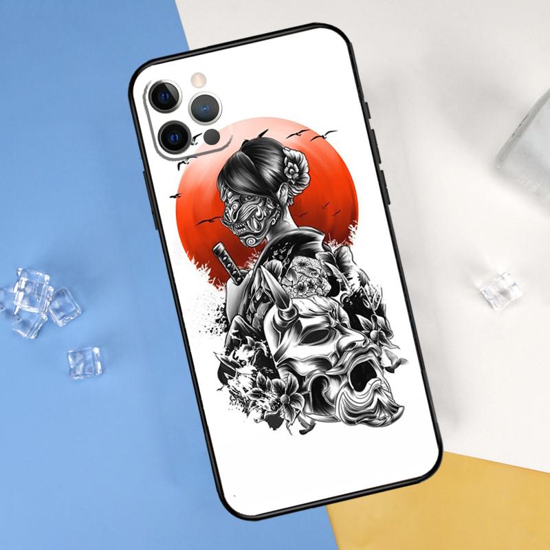 Japanese Samurai Ninja Phone Case For iPhone 15 Pro 16 Pro 11 13 14 Pro Max 12 Mini XR 16 15 Plus 16e Cover Shell
