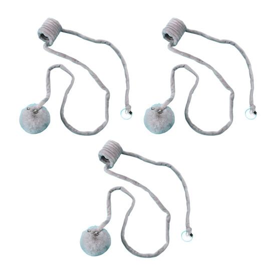 3Pcs Hanging Fluffy Catnip Ball Toys Play Interactive Kitten Exercise Toy with Bell Long Tail Plush Teaser Ball for Indoor Outdoor Play